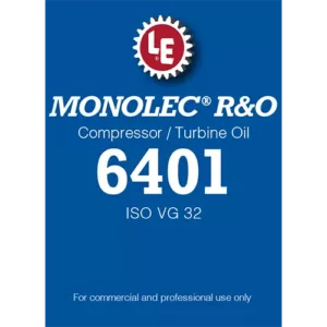 Monolec R&O Compressor / Turbine Oil 6401 product label