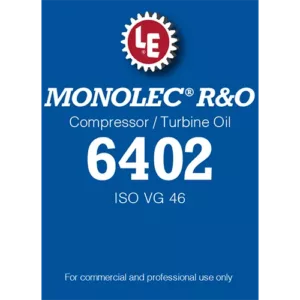 Monolec R&O Compressor / Turbine Oil 6402 product label
