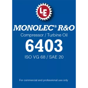 Monolec R&O Compressor / Turbine Oil 6403 product label
