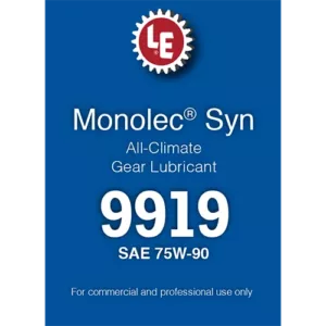 Monolec Syn All-Climate Gear Lubricant 9919 product label