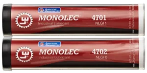 Tubes of Monolec Industrial Lubricant (4701 and 4702) by Lubrication Engineers